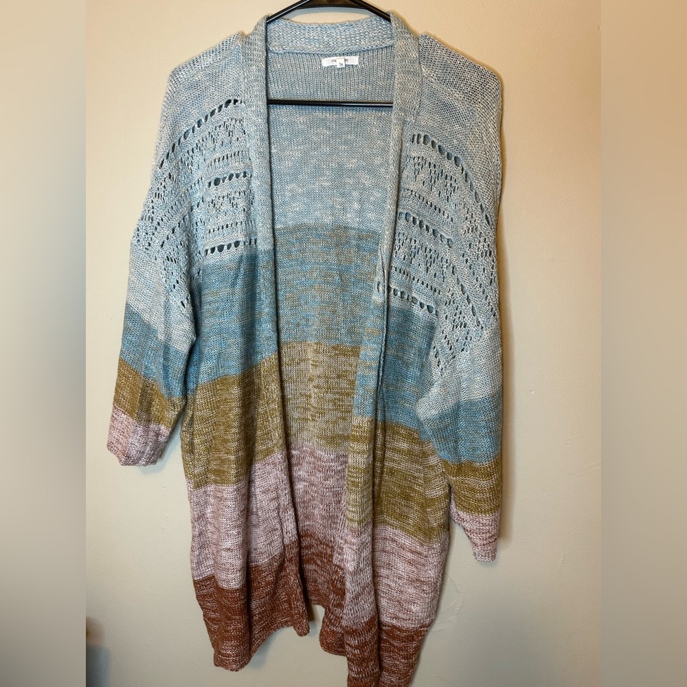 Maurices Blue and Pink Striped Cardigan